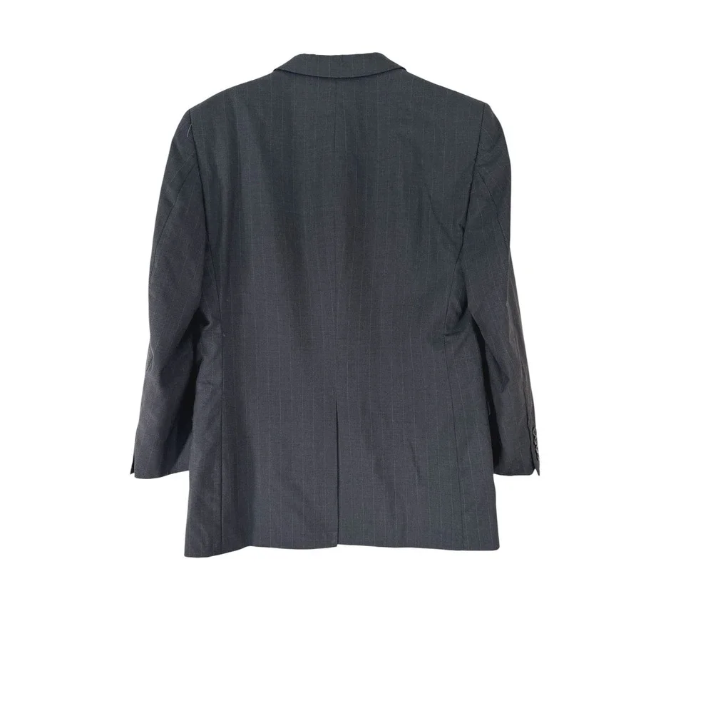 Jos. A. Bank Mens 40R Wool Pinstripe Suit Charcoal Gray 3 Button Pleated Cuffed